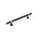 Momo BELGRAVIA knurled cabinet pull handle in dark bronze finish, showcasing textured metal design and mounting hardware.