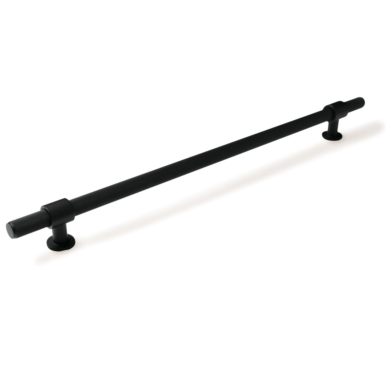 Momo BELGRAVIA knurled cabinet pull handle in black finish, featuring textured grip for modern kitchen or furniture cabinetry.