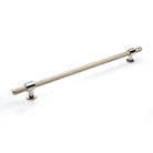 Momo Belgravia knurled cabinet pull handle in polished nickel finish mounted on a cabinet door.