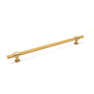 Momo BELGRAVIA knurled appliance pull handle in brushed brass finish, showcasing textured metal design for cabinet or drawer use.