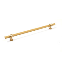 Momo BELGRAVIA knurled appliance pull handle in brushed brass finish, showcasing textured metal design for cabinet or drawer use.