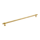 Momo BELGRAVIA 800mm knurled solid brass drawer pull with textured grip on a light wood cabinet door