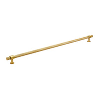 Momo BELGRAVIA 800mm knurled solid brass drawer pull with textured grip on a light wood cabinet door