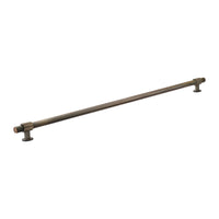 Momo BELGRAVIA 800mm knurled solid brass pull handle with a polished brass finish, mounted on a surface for furniture or cabinetry.