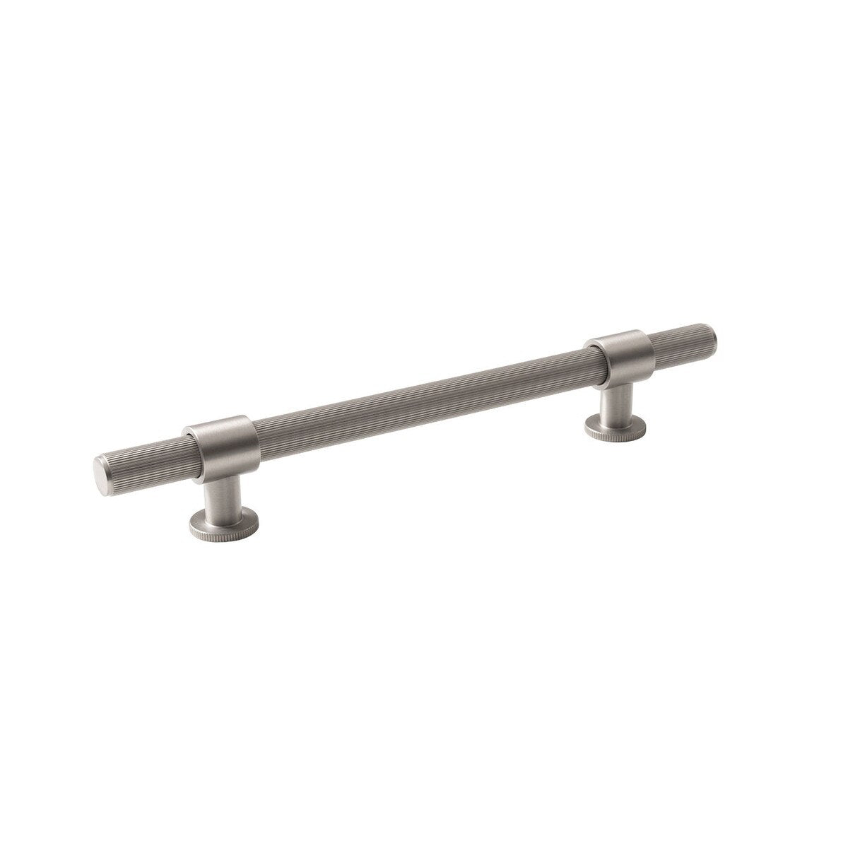 Momo BELGRAVIA lined cabinet pull handle in dark bronze finish, mounted on a cabinet door, showcasing elegant hardware design.
