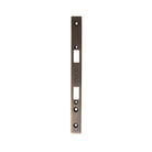Momo mortice lock forend plate in brass finish, showcasing the secure mounting and sleek hardware design.