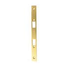 Momo mortice lock forend plate in black finish, showing detailed metal hardware for secure door installation.