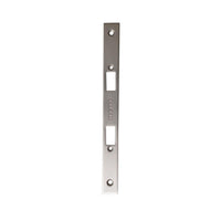 Momo mortice lock forend plate in dark bronze finish, showing detailed close-up of the lock component.