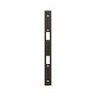 Momo mortice lock forend plate in polished steel, showing its sleek design and mounting details.