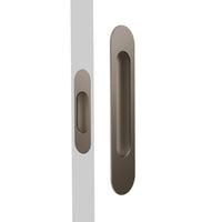 Mardeco Radius Flush Pull Passage Set in polished brass with rounded design, suitable for interior doors.