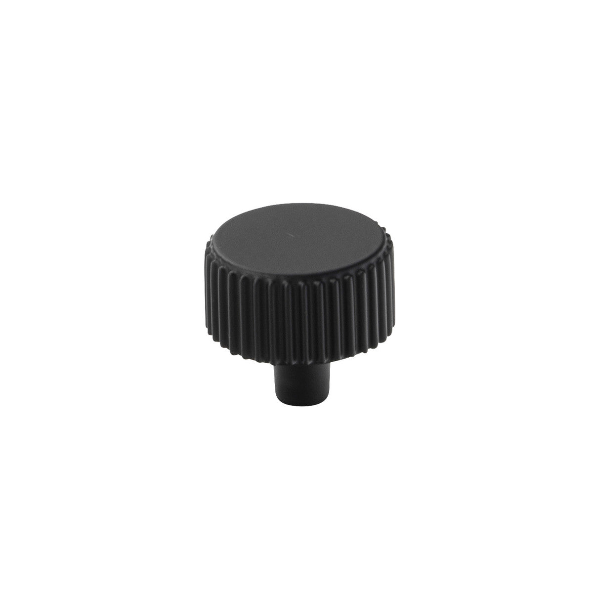 Momo Barrington cabinet knob in matte black finish, round metal handle for kitchen or furniture drawers and cabinets.