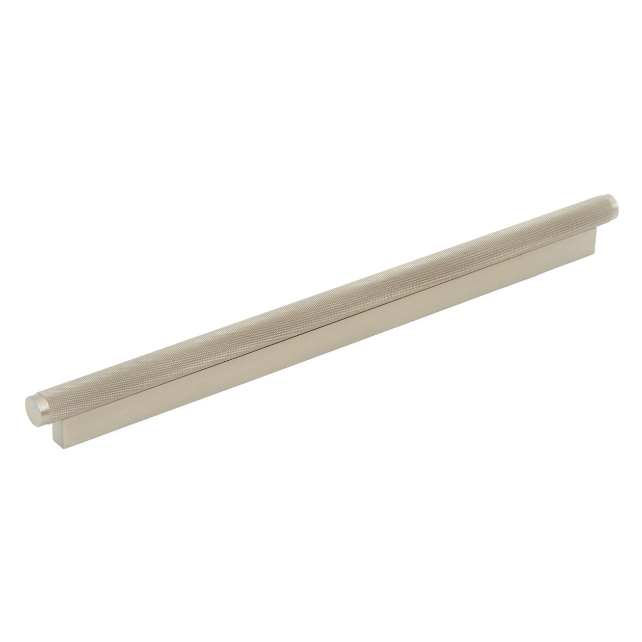 Momo Brighton cabinet pull handle in brushed nickel finish, sleek modern design with rounded edges for kitchen or furniture drawers
