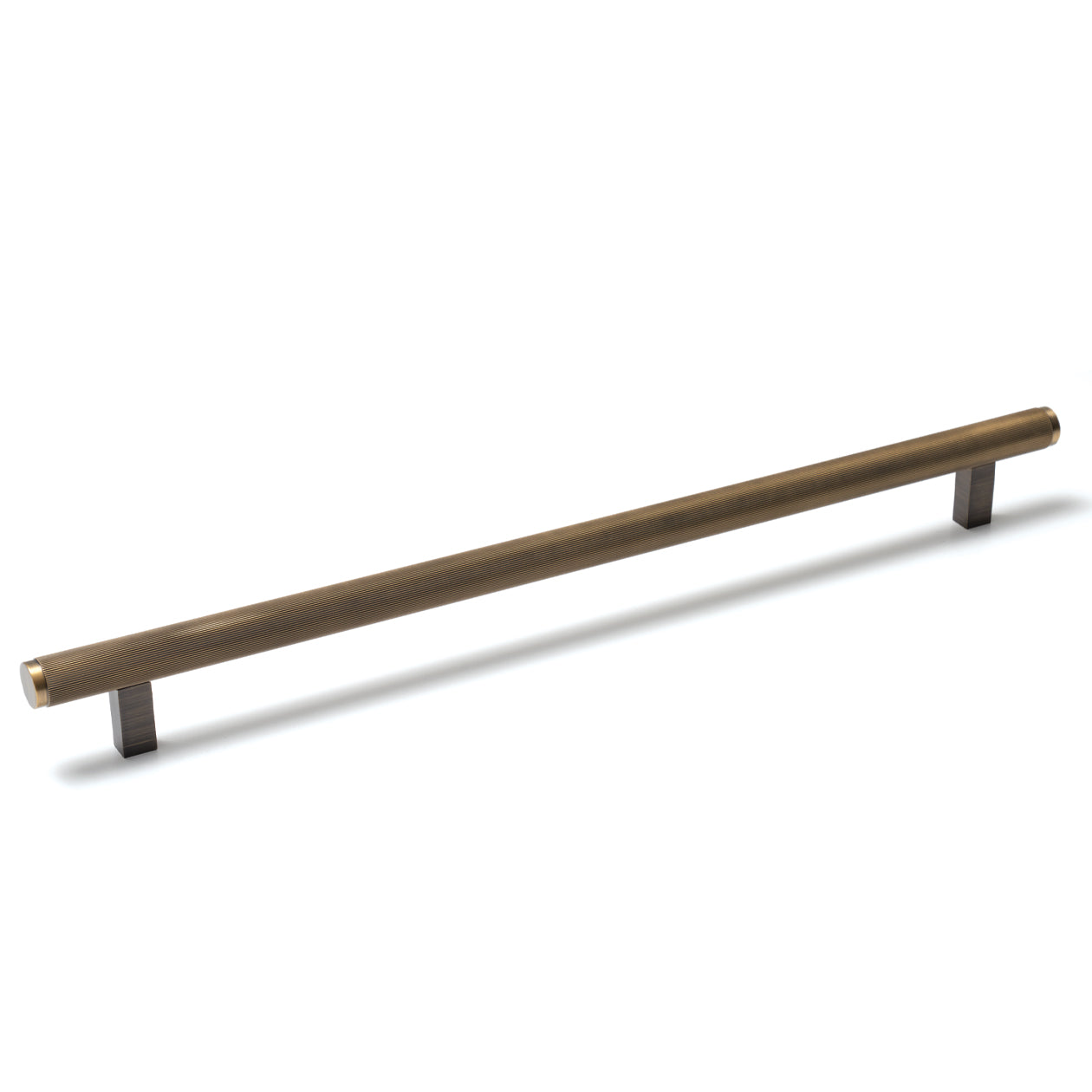 Momo Bellevue lined appliance pull handle with brushed dark bronze finish, showcasing its sleek, modern design and sturdy construction.