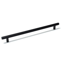 Momo BELLEVUE lined appliance pull handle with brushed finish, mounted on white background showing close-up detail of the hardware.