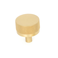 Momo BELLEVUE knurled cabinet knob in black satin finish, showing textured metal surface and mounting hardware.
