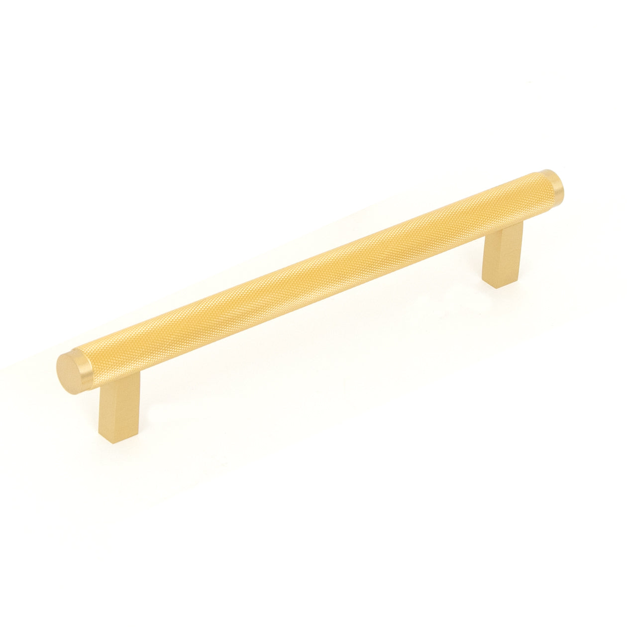 Momo BELLEVUE knurled cabinet pull handle in brushed silver finish, showcasing textured metal design for modern furniture.