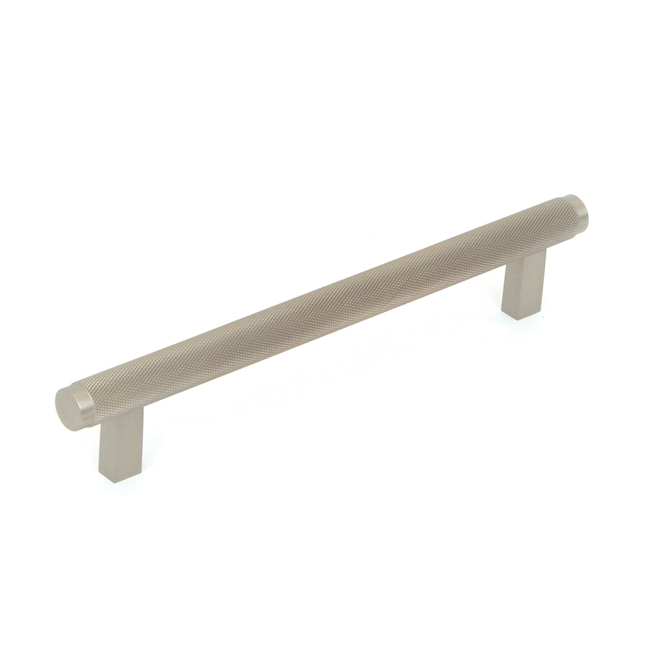 Momo Bellevue knurled cabinet pull handle in brushed bronze finish, featuring a textured grip for stylish kitchen or furniture drawers.