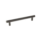 Momo BELLEVUE knurled cabinet pull handle in dark brushed finish, showcasing textured metal design for furniture or cabinetry.