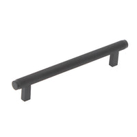Momo BELLEVUE knurled cabinet pull handle in matte black finish, featuring textured metal design for kitchen or furniture drawer.