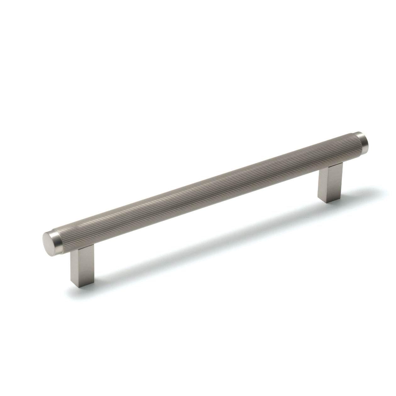 Momo Bellevue lined cabinet pull handle in dark bronze finish with a sleek, modern design for kitchen or furniture cabinets.