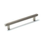 Momo Bellevue lined cabinet pull handle in dark bronze finish with a sleek, modern design for kitchen or furniture cabinets.