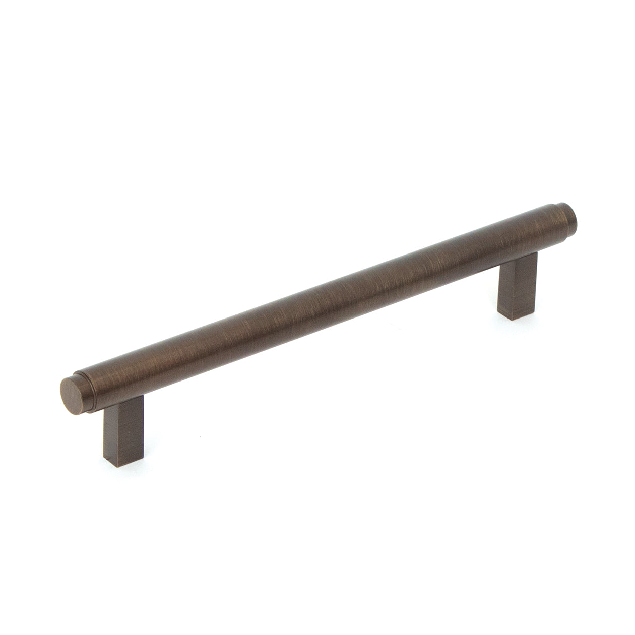 Momo Bellevue plain cabinet pull handle in bronze finish, sleek metal handle for kitchen or bathroom cabinets.