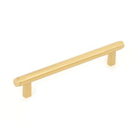 Momo BELLEVUE plain cabinet pull handle in black brushed finish, mounted on a modern cabinet door.