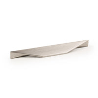 Momo Cutt Cabinet Pull Handle in dark bronze finish mounted on a cabinet door, showcasing sleek modern hardware design.