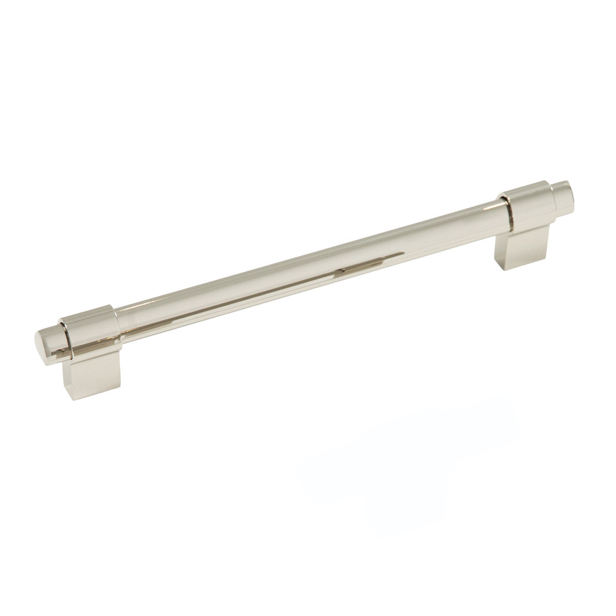 Momo CASPER cabinet pull handle in polished nickel finish, with sleek modern design and curved metal bar for easy grip.