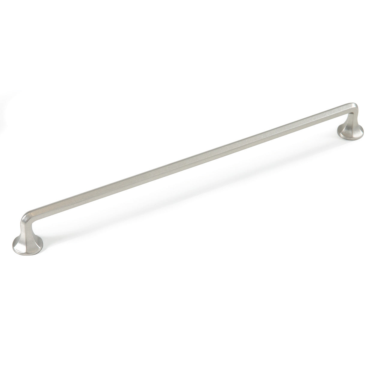 Momo Caselle D cabinet pull handle in brushed nickel finish, sleek modern design, mounted on cabinet door or drawer.