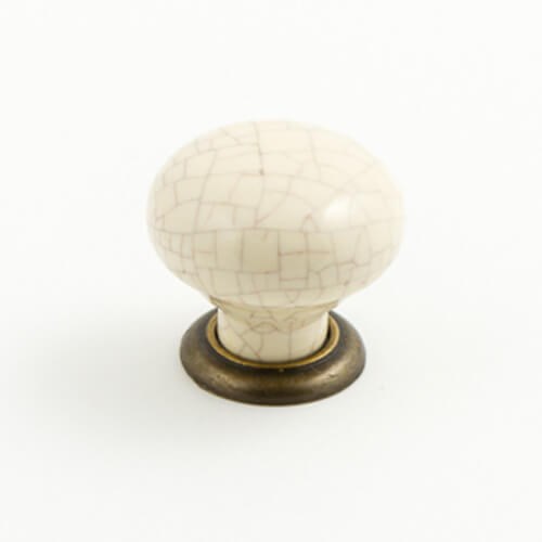 Castella Estate Cabinet Knob in Cream Crackle/Antique Brass