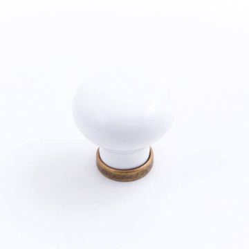 Castella Manor Cabinet Knob in White/Antique Brass