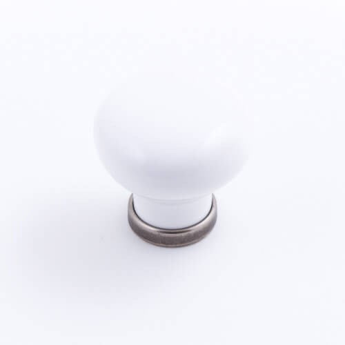 Castella Manor Cabinet Knob in White/ Pewter