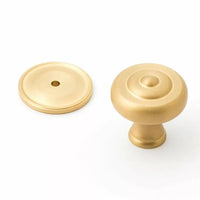 Decade 38mm Knob & Backplate - Satin Brass in Satin Brass