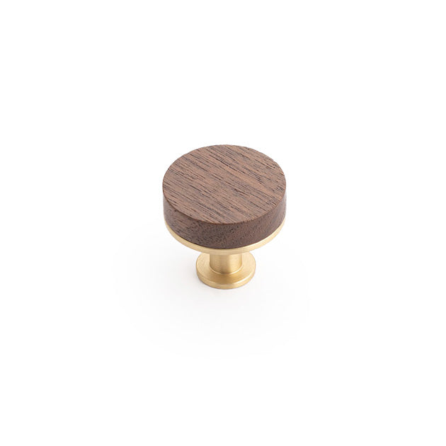 TIMBER Tundra 30mm Knob in Walnut/ Satin Brass