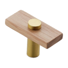 Lenah 50mm T-Bar Han
dle - Tasmanian Oak - Face Caps - Satin Brass in Tasmanian Oak / Satin Brass