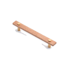 Lenah 160mm Cabinet Handle - Tasmanian Oak - Face Caps - Satin Brass in Tasmanian Oak / Satin Brass