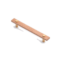 Lenah 160mm Cabinet Handle - Tasmanian Oak - Face Caps - Satin Brass in Tasmanian Oak / Satin Brass