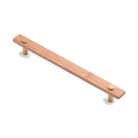 Lenah 224mm Cabinet Handle - Tasmanian Oak - Face Caps - Satin Brass in Tasmanian Oak / Satin Brass