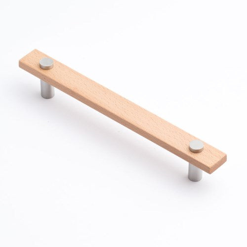 Castella Lenah Cabinet Pull Handle in Euro Beech/Satin Chrome