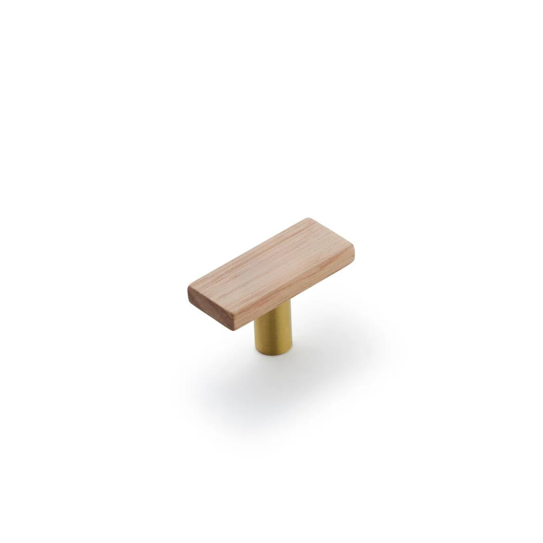 [Coming Soon] Lenah 50mm T-Bar Handle - Tasmanian Oak - Satin Brass in Tasmanian Oak / Satin Brass