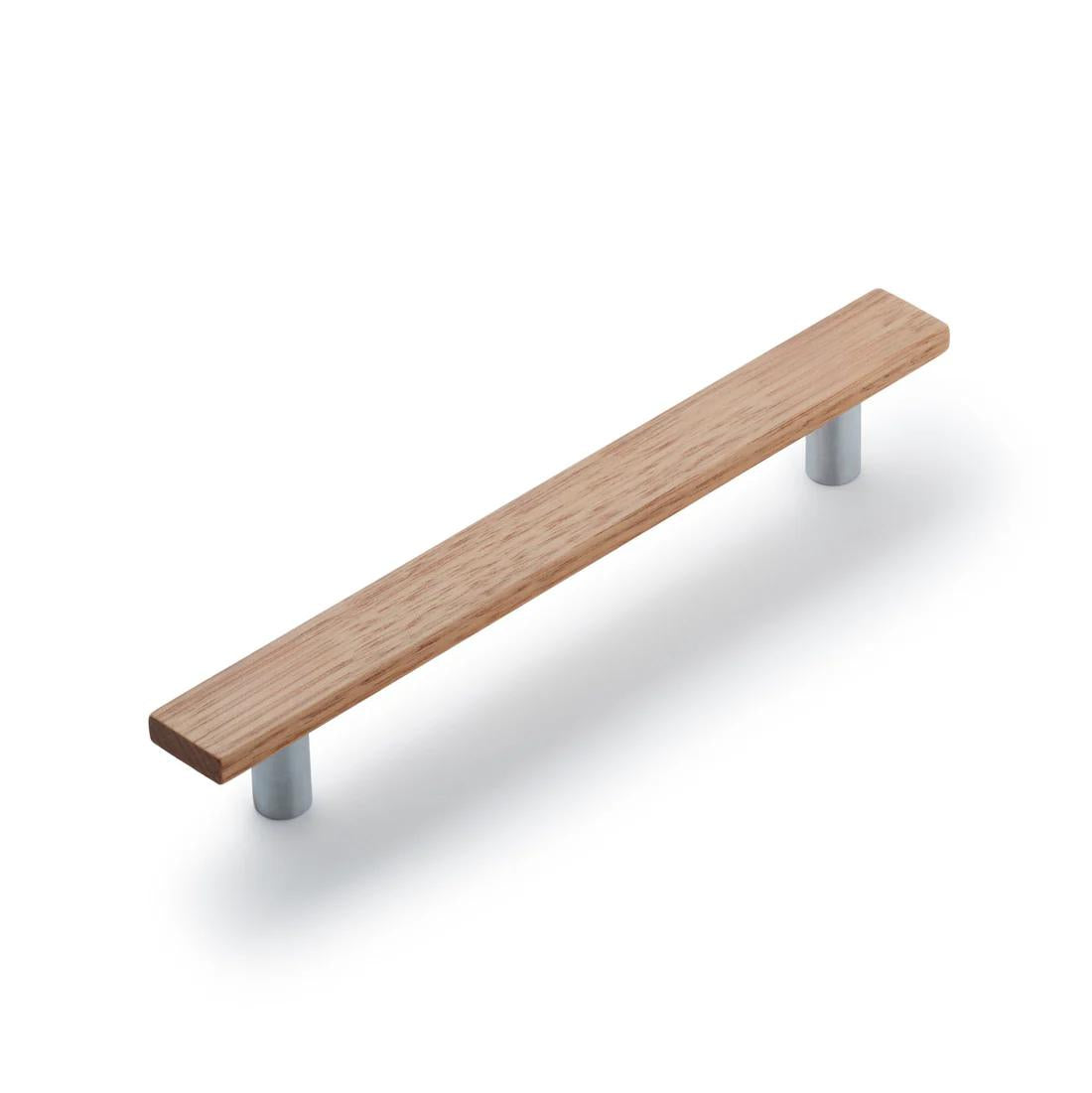 [Coming Soon] Lenah 160mm Cabinet Handle - Tasmanian Oak - Satin Chrome in Satin Chrome