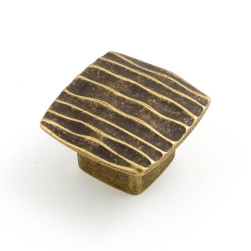 Castella Ripple Cabinet Knob in Antique Brass