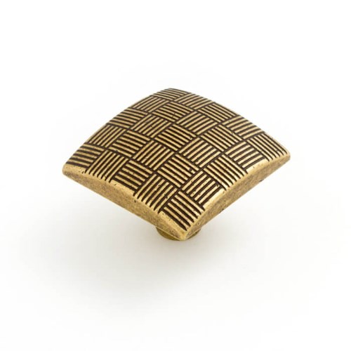 Castella Tesselate Cabinet Knob in Antique Brass