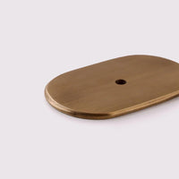 Curved Knob Backplate - Acid Washed Brass in Acid Washed Brass