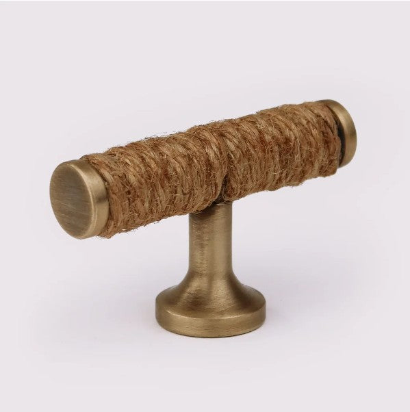 Rope T-Bar - Jute with Acid Washed Brass in Acid Washed Brass