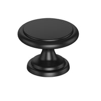 Kethy DK1357 Cabinet Knob in matte black finish with a sleek, rounded design installed on a cabinet door.