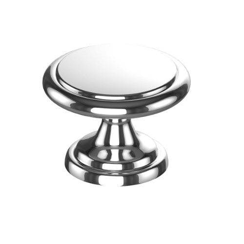 Kethy DK1357 cabinet knob in polished chrome finish, round metal handle for kitchen and furniture cabinet doors.