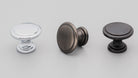 Kethy DK1357 cabinet knob in brushed bronze finish with a modern round design, ideal for kitchen or bathroom cabinets.