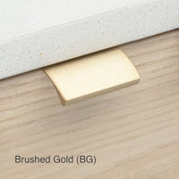 Kethy DL419 Edge Pull in brushed gold finish, showing sleek metal handle with ergonomic design for furniture drawer or cabinet use.